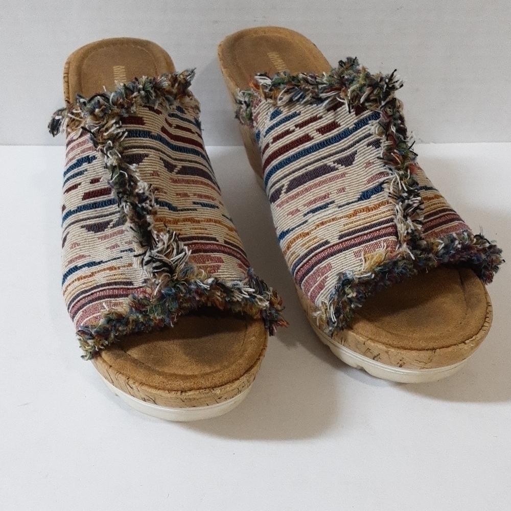 Minnetonka women casual wedges sandals Slip-on 11 Fringe Boho